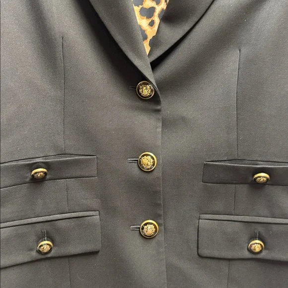 Veronica Beard Black Jacket with Animal Print Accent - Picture 3 of 8